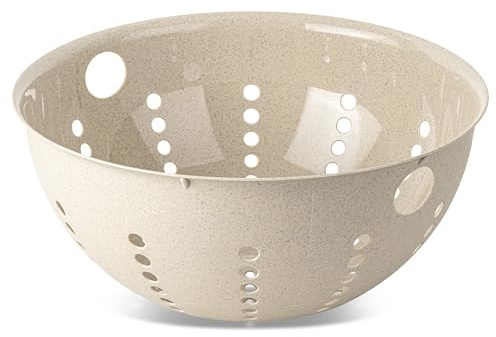 Koziol PALSBY M & L Seihe 2 & 5 Liter | Sieb für Salat, Nudeln, Gemüse und Obst| bruchfest, stapelbar, biozirkulärer Kunststoff, spülmaschinengeeignet | Küche, Haushalt (nature desert sand, 5 Liter)