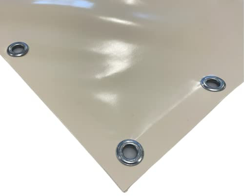 TENDAGGIMANIA Telone Occhiellato impermeabile per esterno - Telo pvc 650 gr per coperture barca camion pergolato copri camper copri legna - Telo impermeabile esterno Misure 6X6, CREMA 264