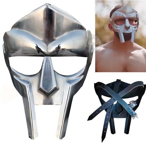 THE ANTIQUE HOUSE MF Doom Gladiator Mask, Mad-villain, 18g Mild, Steel, Face Armour, Medieval Hand-Forged, Roman, Armor, Doom, Mask Halloween
