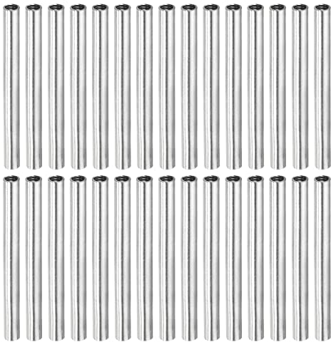sourcing map 30 Stück Runde Kupplung Mutter M4x0.7mm Innengewinde 50mm Gewinde Rund Hülse Verbinder Stange Bolzen Rohrmutter Hardware Befestigung Silber