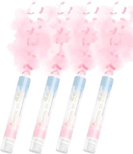 SPARKLERS CLUB® Canon en polvo Gender Reveal Rose (30 cm), juego de 4 lanzadores de polvo Baby Shower