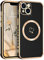 DOMAVER Case for iPhone 13 [Compatible with Magsafe] Luxury Gold Heart Design Slim Shockproof Soft TPU Cover for Girls Women Men,Protective Magnetic Phone Case for iPhone 13 6.1inch,Black
