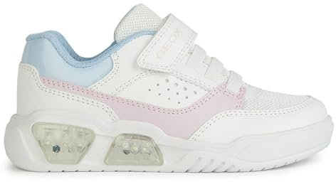Geox J Illuminus Girl A Basket, Blanc/Rose, 36 EU