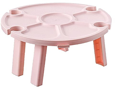 Petite Table Pliante de Camping en Plein Air Construction Robuste Portable Table de Plateau de Collation Facile à Nettoyer pour la Plage de Parc de Randonnée(Rose)