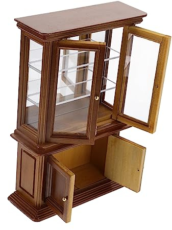 BCOATH Puppenhausschrank Puppenhaus-spind Puppenhaustruhe Puppenhauszubehör Mini-Display-Regal Puppenhaus Lagerregal Tiny House-Accessoires Minischrank Holz Kleines Kind Möbel