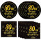 40PCS 80th Birthday Decorations1945 80th Theme Birthday Party Table Decoration 80th Party Tableware Set Paper Plates and Napkins Happy 80th Birthday Party Supplies for Women Men