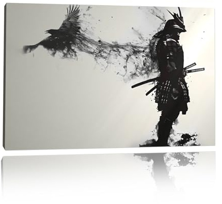 VTRXEG Japanische Samurai Bilder,Schwarz Weiß Samurai Porträt Poster,Modern Wandbilder Dekorative Poster Kunstdrucke, Für Wohnzimmer Schlafzimmer Kein Rahmen (A, 60x90cm)
