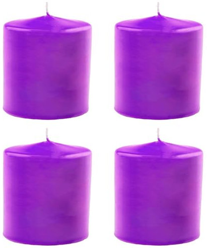 Tradineur - Pack de 4 Velas Taco con Aroma a Lavanda, velón de Cera perfumada, Larga duración: 24 Horas, aromaterapia, decoración del hogar (Lila, Lavanda SPA, 7 x 5,6 cm)