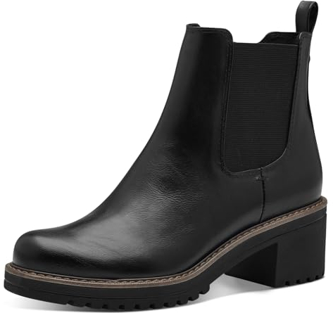 MARCO TOZZI Damen Chelsea Boots Vegan mit Blockabsatz, Schwarz (Black), 40 EU