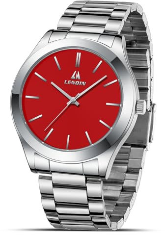 LN LENQIN Uhren Herren Edelstahl Uhr 30m wasserdichte Armbanduhr Herren Analoge Quarz Mode Freizeit Uhren für Männer