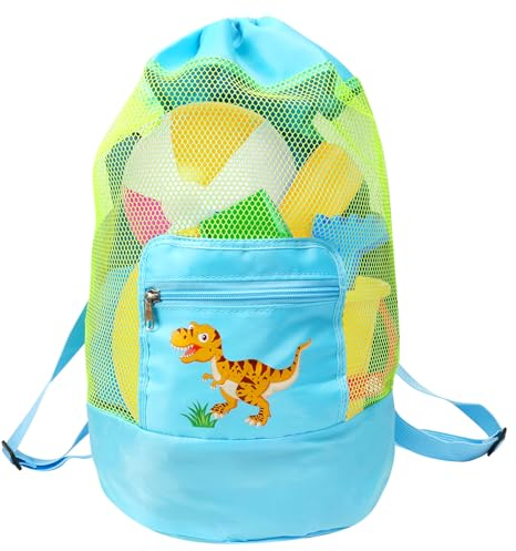 LOHAME Bolsa de playa para niños bolsa de playa de malla bolsa porta juegos playa portátil plegable juegos bolsa para juguetes arena calle bolsa con cremallera - para niño piscina viaje