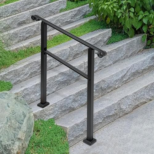 Handrail Outdoor Stairs, 3FT Staircase Handrail, Hand Support Railing for Elderly & Others, Outdoor Indoor Bannister Rail for Concrete Steps or Wooden Steps (Black, 3FT)