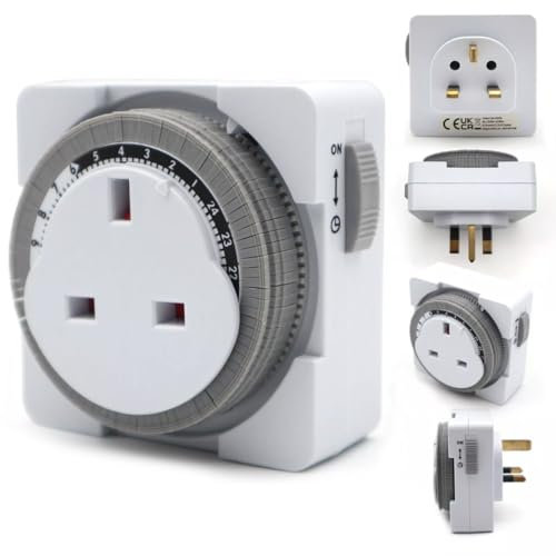 FiTspi 24 Hour Segment Timer Switch, Energy Saver Plug Standard Size, Timer Socket Switch, Plug-in Controller for Home Appliances Christmas Light