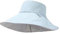 WOTZOV Wendbarer Anglerhut für Damen, Sommer, breite Krempe, Sonnenschutz, Outdoor, lässig, einfarbig, Fischerhut für Herren mit Kinnriemen，Hellblau, Einheitsgröße