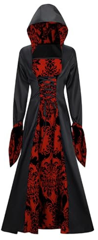 Vestido de Halloween para Mujer - Disfraz Medieval Vestido gótico Disfraz de Halloween corsé gótico Victoriano Medieval Renacimiento Vestido Vestido Retro Medieval