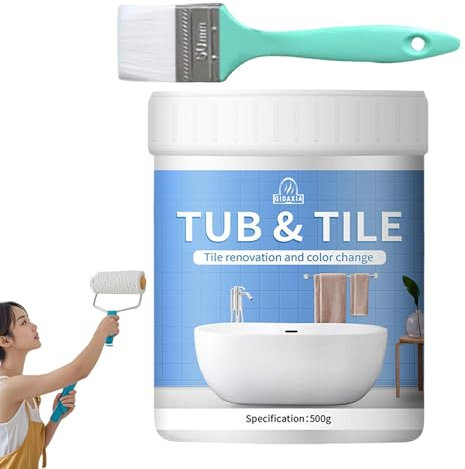 Byeaon Bathroom Tile Paint Kit | Water-based Tile Paint | Quick-dry Refinishing Kits | 1 count (Pack of 1) | 500 milliliters | Semi-Gloss Finish | Indoor Use | Bathtubs, Sinks, Countertops, Floors
