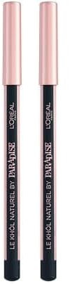 L'Oréal Paris Kajal mit weicher Mine, langanhaltend, ohne Verschmieren, ohne Fetten, Le Khôl Naturell by Paradise, Nr. 101 Midnight Black, Schwarz, 1,2 g (Packung mit 2)