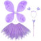 AYBUY Costume Farfalla Bambina, 4 Pcs Costume Fata Ragazza con Bacchetta Magica e Fascia, Ali di Farfalla Set con Paillettes Tutu Gonna, per Capelli a Farfalla, Stile Paillettes(Viola)