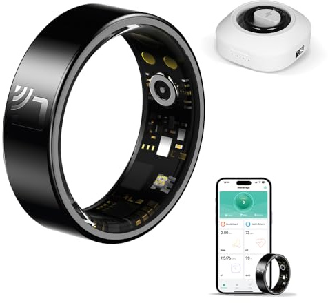 HPLSZCN NFC Smart Ring for Men & Women – Health & Sleep Tracker, 24/7 Heart Rate Monitor, IP68 Swimproof Fitness Ring, Compatible with iPhone/Android (No Subscription) (11# 20.6mm)