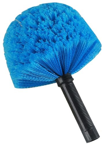 Lawnrden Screw on Cobweb Duster Brush Head | Spider Web Brush for Outdoor and Indoor Web Cleaning, Twist-On Corner Duster (Pole Not Included) (Blue)