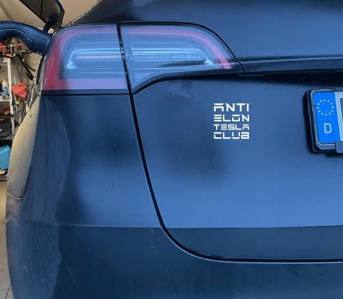 Anti Elon Tesla Club - Vinylcut Sticker Aufkleber 7x7 cm, schwarz