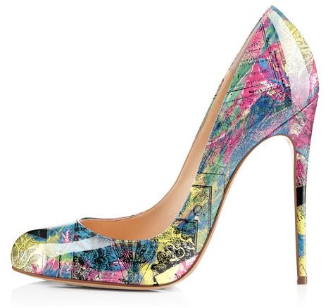 Soireelady Femmes Pieds Ronds Talon Aiguille 12cm Pompes habillées Mode Dressy Chaussures Rose Journal EU 40