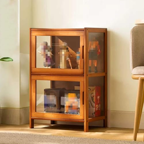 Glasvitrine mit freistehendem Design und transparenten Glastüren Curio Vitrine für Figuren und Sammlerstücke