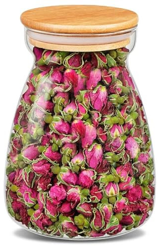 Rosenblüten - Rosenblüten getrocknet 120g - Rosenblüten Tee - 100% bio natürliche Rote Rosenknospen - Rosentee - Leuchtende Farben & voller Geschmack -für DIY,TEE,Backen,Seife,Duftkerzendekoration.
