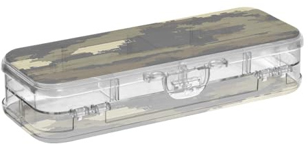 voucong Modernes Federmäppchen aus Kunststoff, zweistöckig, mit Schnappdeckel, Camouflage, Grün