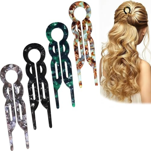 AstraGlam Ensemble de 4 Pince à Cheveux Prestige Française en Forme de U pour Femmes – Élégantes Barrettes pour Tout Type de Cheveux, Convient pour Saint-Valentin Noël Mariage, Bal de Promo