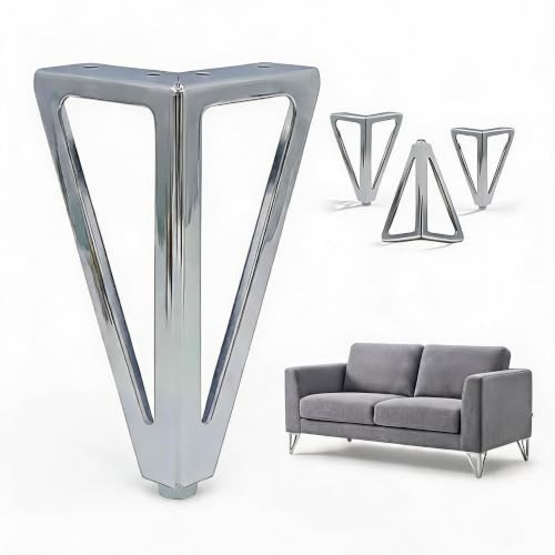 CARMOTTER 4 Stück Möbelbeine, Möbelstützfüße, Metall-Sofa-Beine, Schrankbeine, Tischfüße, Ersatz-Möbelfüße-Set, für Stühle, Tische, Schränke,Schreibtische, Badezimmerschränke (Chrom)