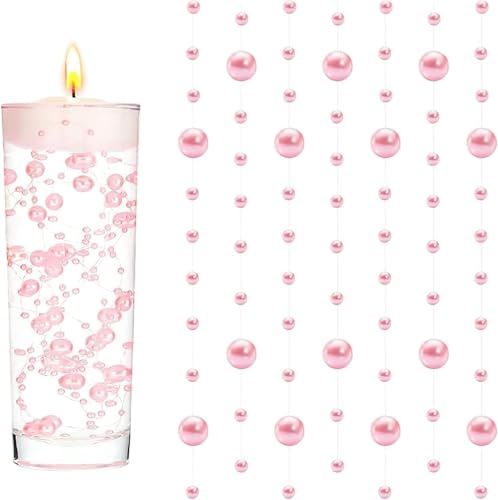 LuyoNova 20 Pièces Perles D'Eau Rose Bougies Flottantes Perle D'Eau Perles Artificielles Bougie Flottante,pour Centres Table Décorations Pearl Vase Fillers Mariages Fête Arbre de Noël Décorations 1.3M