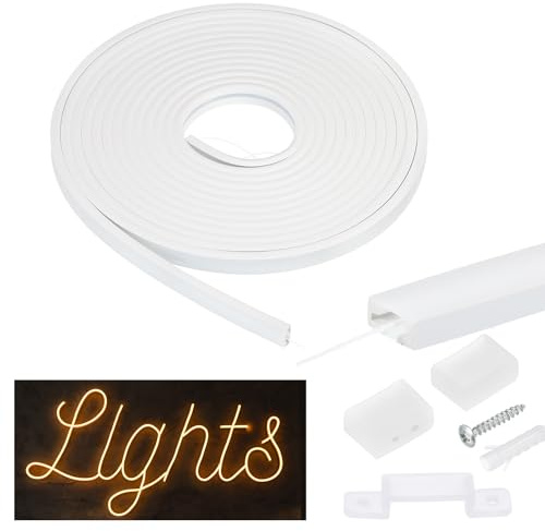 sourcing map 16.5ft/5m LED Diffuser Channel, 13x5mm Silicone LED Channel System, Flexible Neon Rope Light Strip with Cover, End Caps for 10mm Light Strips Indoor Outdoor Ambient Decor