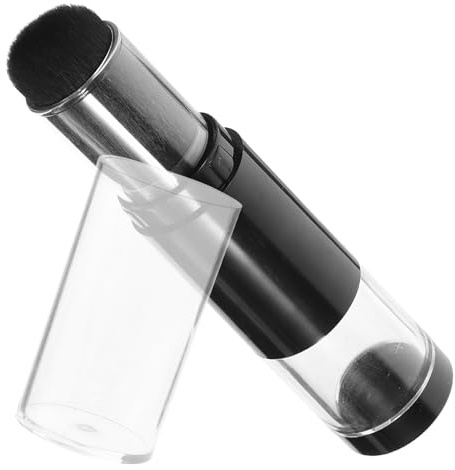 MAGICLULU Pinceau à Poudre Portable en Plastique Noir, Multifonction avec Applicateur Intégré et Flacon Rechargeable, Conçu pour Maquillage de Voyage et Retouches