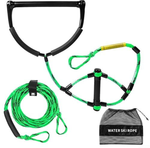 Corda da sci nautico da 20 m con manico rinforzato da 38,1 cm, leggera e resistente, perfetta per divertirsi e riporre oggetti all'aperto in acqua (rosso)
