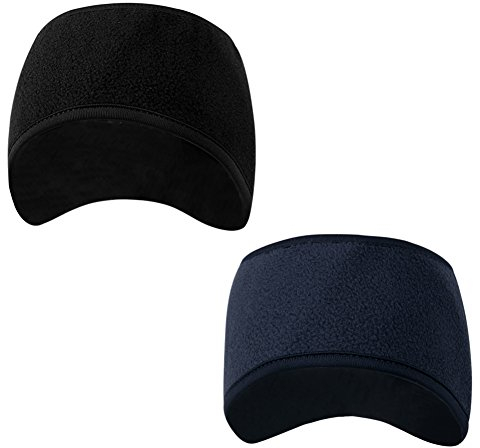 CHIC-CHIC 2pcs Winter Sports Headbands Ear Warmers Ear Muffs for Running Cycling (Black,Navy Blue)