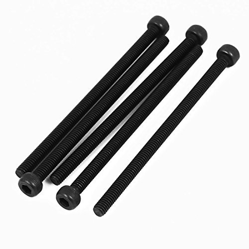 sourcing map 5 Stück M4x70mm Vollgewinde Innensechskantskopf Rändelschraube Bolzen Zylinderkopfschrauben Schwarz
