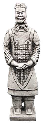 gartendekoparadies.de Statue Chinesischer Terrakotta-Krieger - Motiv II, Steinfigur, H. 37 cm, 3 kg, Grau, frostsicher aus Steinguss für Außenbereich
