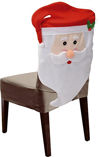 matrasa Weihnachtliche Stuhlhusse - Weihnachtsmann Nikolaus Stuhlbezug 4er Pack