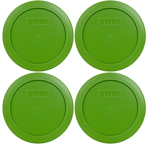 Pyrex 7200-PC Round 2 Cup Storage Lid for Glass Bowls (4, Lawn Green)