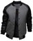 Naughtyman Herren Mode Spleißen Lederärmel Baseball Varsity Bomberjacke, dunkelgrau, XX-Large