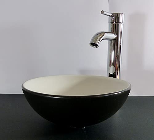 Nero Keramik Aufsatz Waschbecken Waschtisch 28cm rund schwarz weiß Waschschale MATT