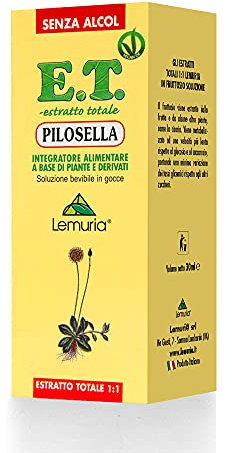 Lemuria - Pilosella E.T. - Favorisce Drenaggio dei Liquidi e Fluidità delle Secrezioni Bronchiali - Estratto Totale 1:1 - Integratore Alimentare a Base di Piante e Derivati - 30 ml - Made in Italy