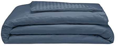Belledorm 540 Thread Count Satin Stripe Duvet Cover Set (Superking) (Navy)