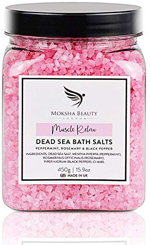 Badesalz und Schaumbad - Hergestellt in Großbritannien (450 g) Natürliches Salz aus dem Toten Meer für Damen, Herren, Mädchen und Kinder. Luxus-Detox mit ätherischen Ölen