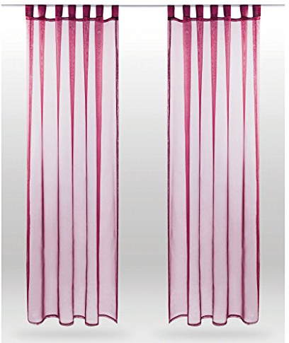 Bestlivings Schlaufenschal Noella, transparenter Dekoschal Voile b 140x l 175 cm 2er Pack, Wohnaccessoire in vielen erhältlich (Bordeaux - Beere/ohne Raffhalter)