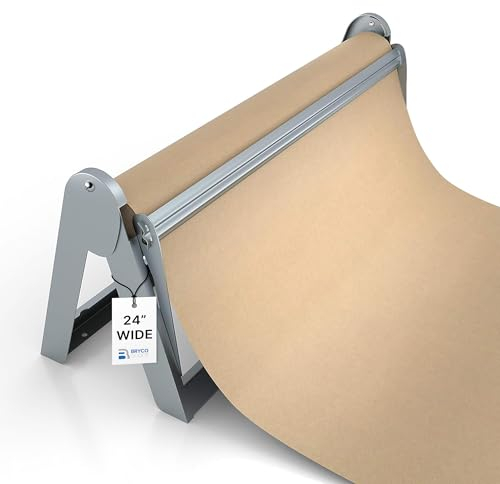 Papierrollenspender und -Schneider – Langer 61 cm Rollenpapierhalter – toller Metzger-Papierspender, Geschenkpapierschneider, Bastelpapierhalter oder Vinylrollenhalter – Wandmontage