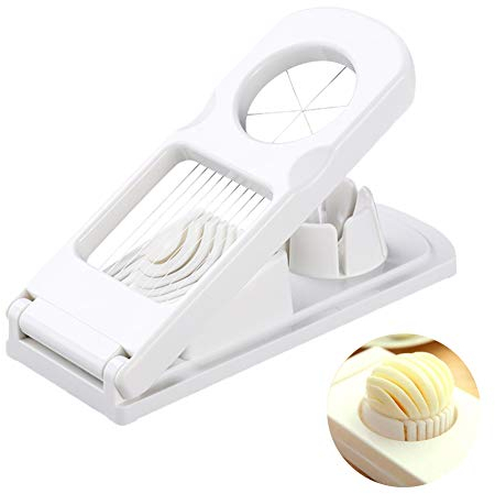 Egg Slicers, Stainless Steel Egg Slicer Cutter and Wedger for 2 Slicing Styles Dual Egg Dicer, Strawberry Slicer, Salad Slicer, (White)