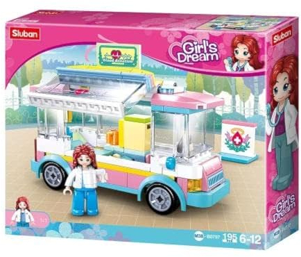 Sluban Klemmbausteine Mobile Blutspende (195 Teile) [M38-B0797], Spielset Klemmbausteine, City, mit Spielfigur, Mädchenträume, SL95667, Bunt