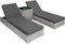 tectake® Set de 2x Chaise Longue Bain de Soleil avec Dossier réglable + Table de Jardin en Aluminium et Resine Tressee + 2 Set de Housses + Housse de Protection Piscine Balcon Jardin - Gris Clair